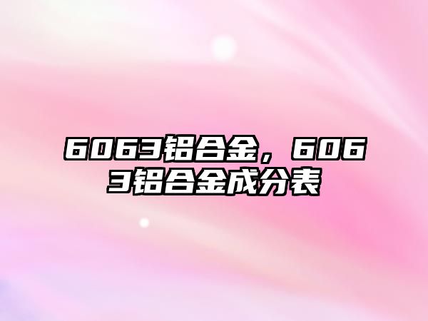 6063鋁合金，6063鋁合金成分表