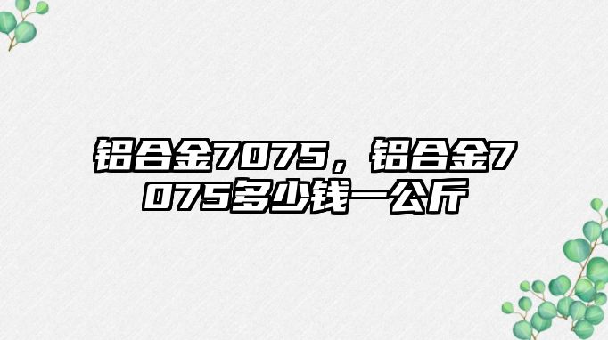 鋁合金7075，鋁合金7075多少錢一公斤