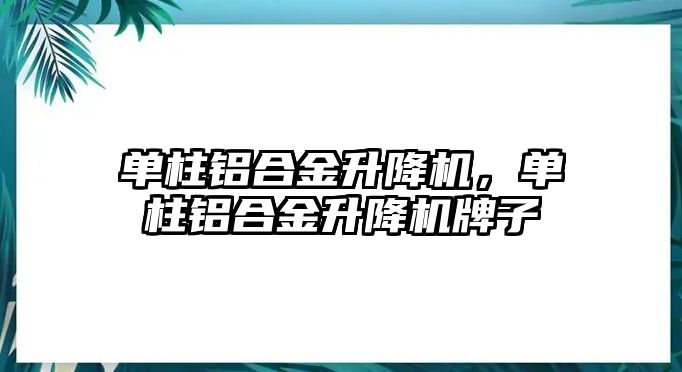 單柱鋁合金升降機，單柱鋁合金升降機牌子