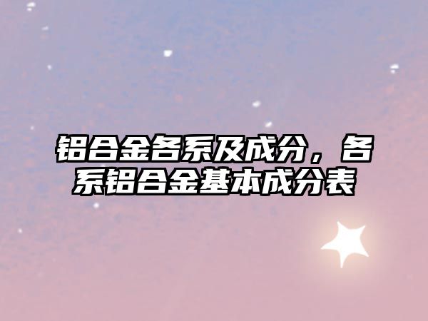 鋁合金各系及成分，各系鋁合金基本成分表