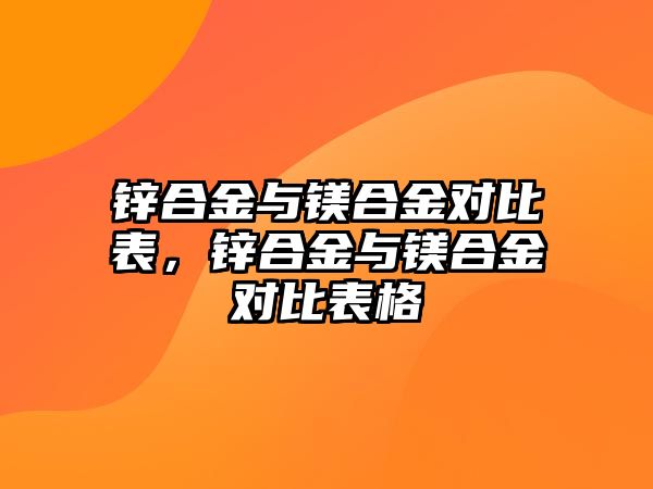 鋅合金與鎂合金對(duì)比表，鋅合金與鎂合金對(duì)比表格